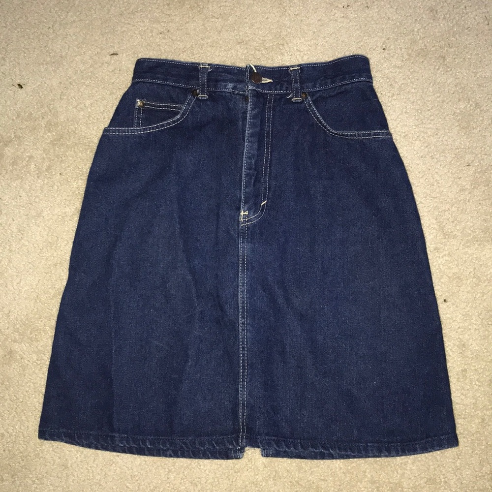 High Waisted Dark Wash Jean Skirt